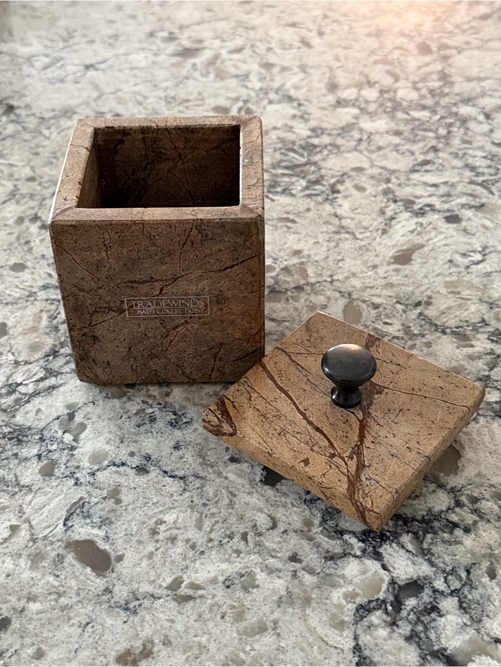Brown Marble Decorative Box with Lid Tradewinds